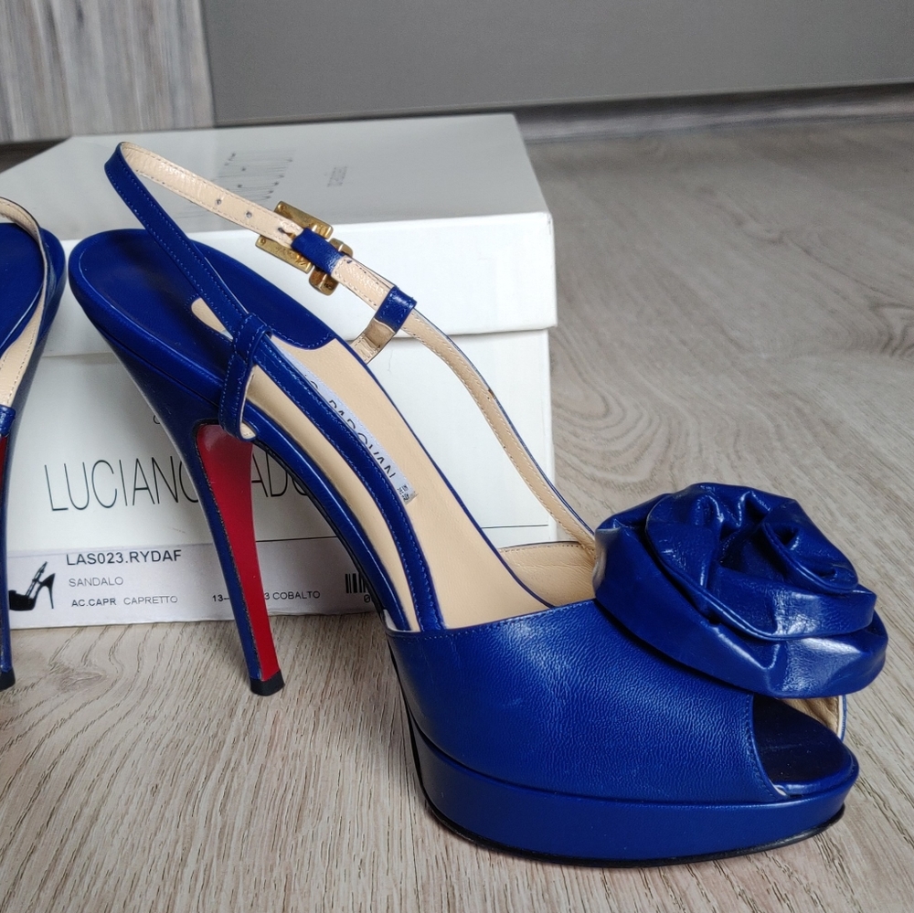 Luciano Padovan (Italy) Blue High Heel Sandals 🇮🇹 - Picture 5 of 15